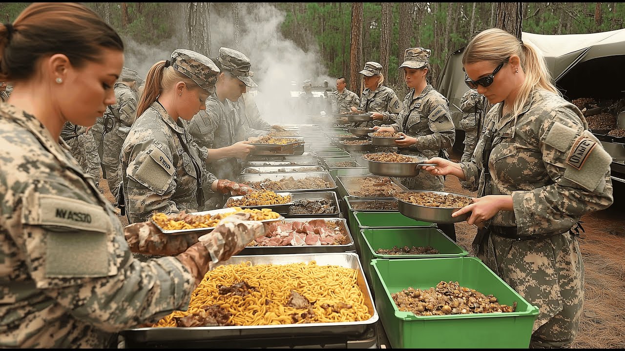 How US Military Cooks Feeding 1000s of Soldiers During Crazy Rush Hour in Forest