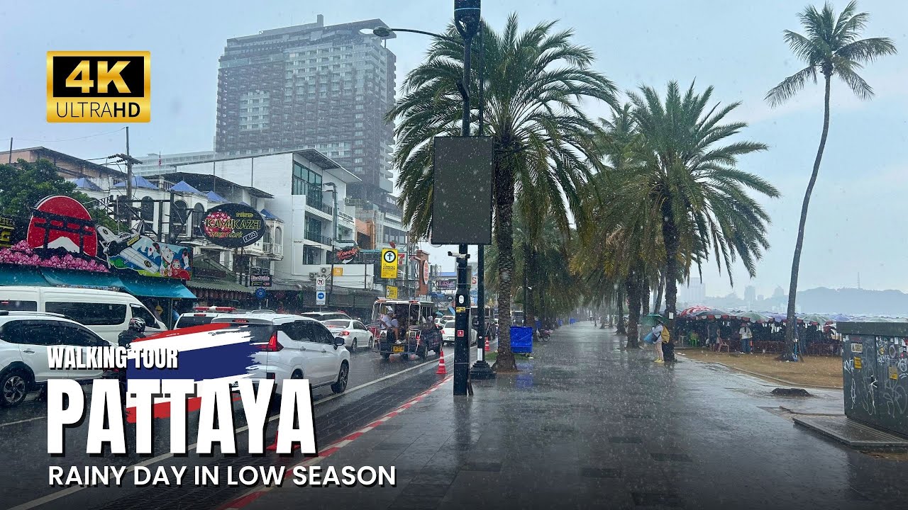 Rainy Day in Pattaya 🇹🇭 What Low Season Really Looks Like | 4K Walking Tour