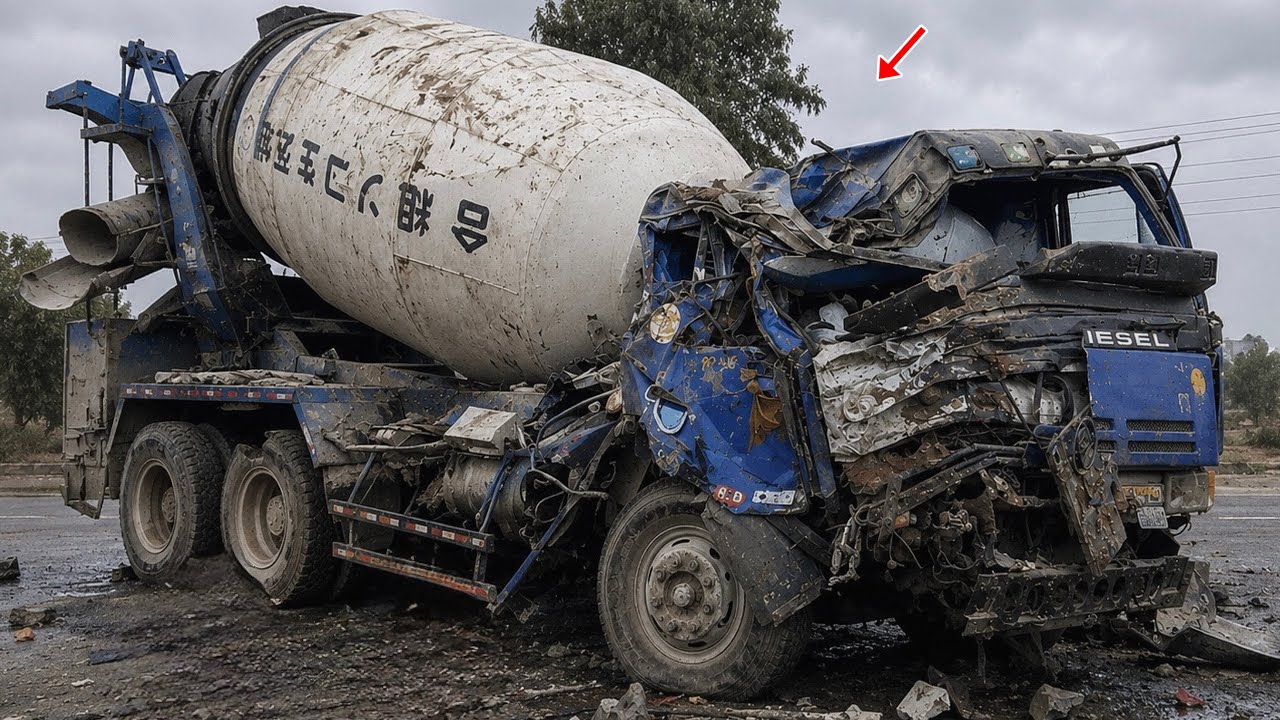 Brutal Road Accident! Completely Destroyed Cement Mixer Truck Restored by Pakistani Mechanics
