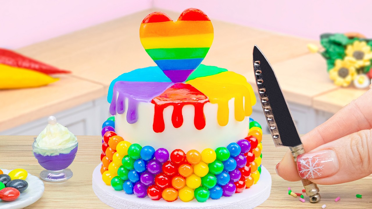 Remarkable Mini Rainbow Cake Recipe With KitKat 🍫🌈 Satisfying Mini Cake Challenge & ASMR Dessert