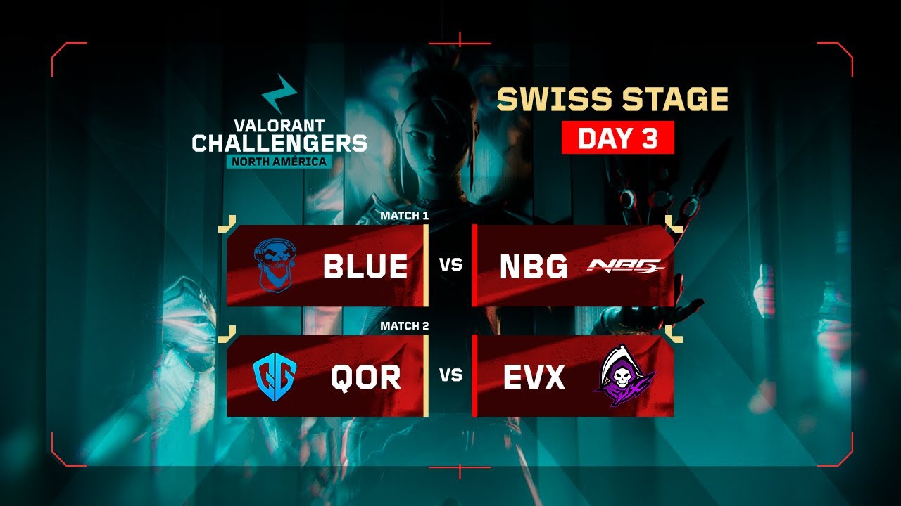 BLUE vs NBG | QOR vs EVX | VALORANT Challengers NA | Week 1 Day 3 | B | Swiss Stage 1