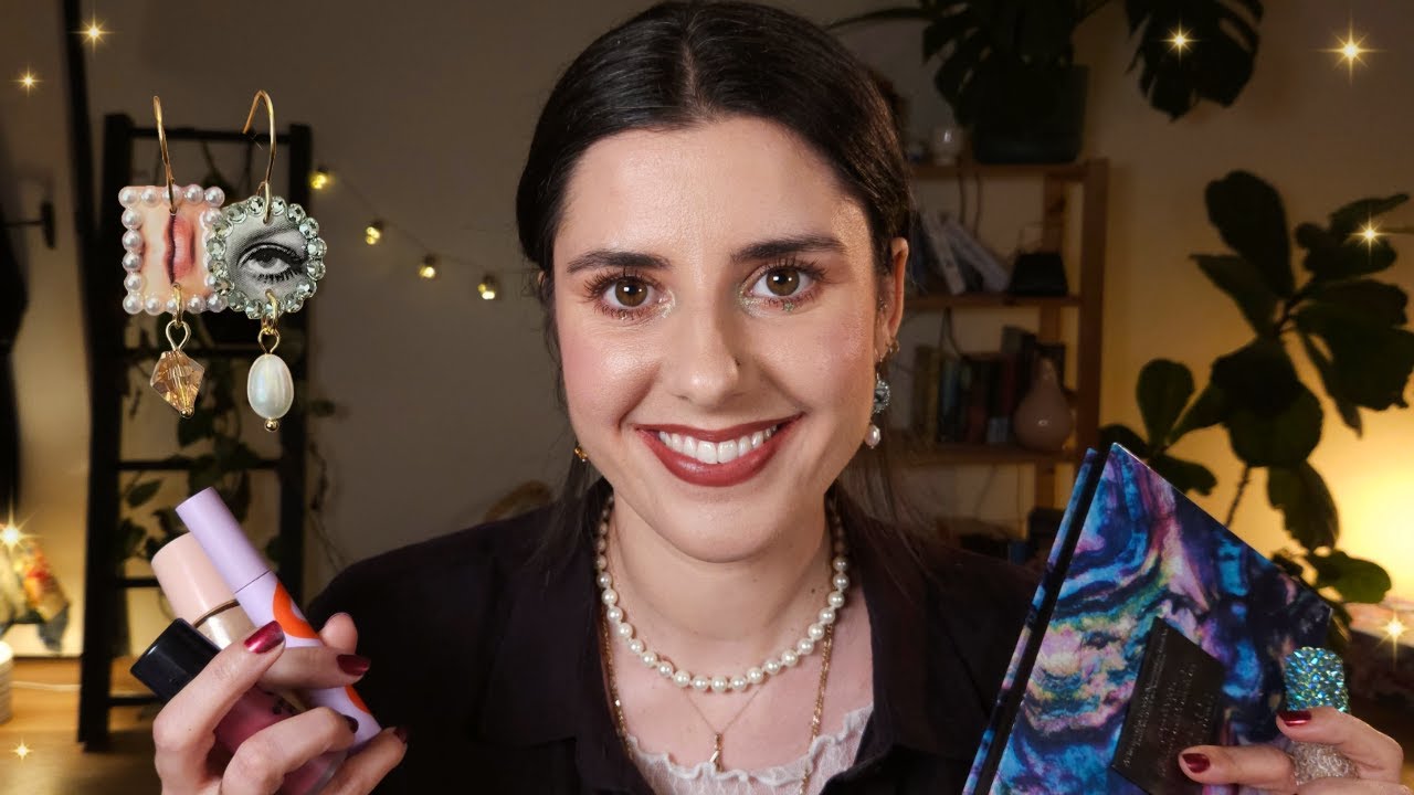 ASMR doing my makeup to match my new earrings 👁️💫👄 (grwm)