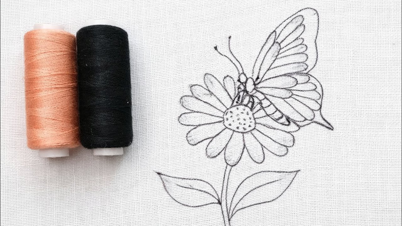 A very beautiful butterfly with hand embroidery for beginners #embroidery 