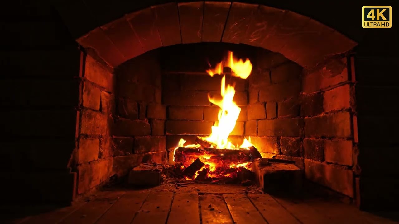 4K fireplace Crackling Fire Sounds (4 hours)  #火爐 #燃燒木柴 #放空 #壁爐 #取暖