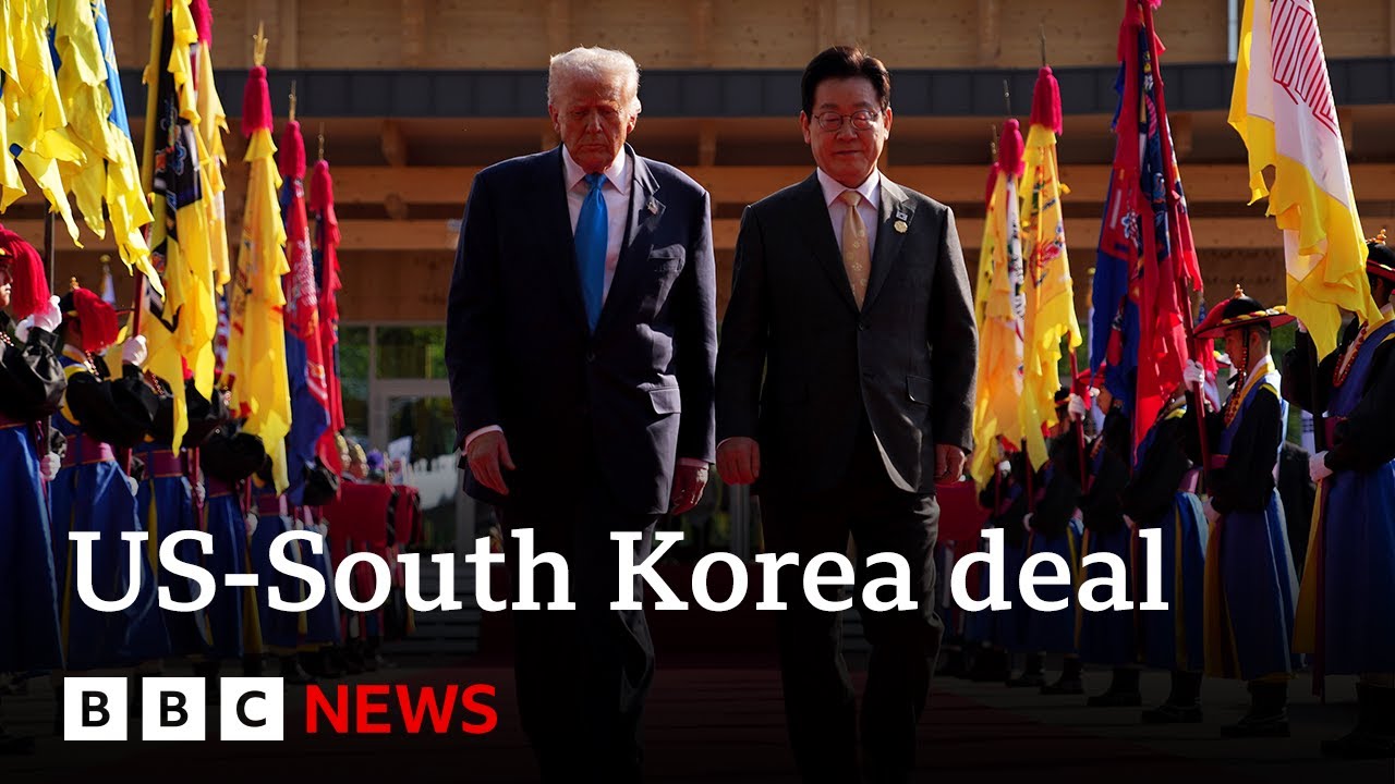 Le pr&eacute;sident am&eacute;ricain Donald Trump annonce un accord commercial avec la Cor&eacute;e du Sud | BBC News