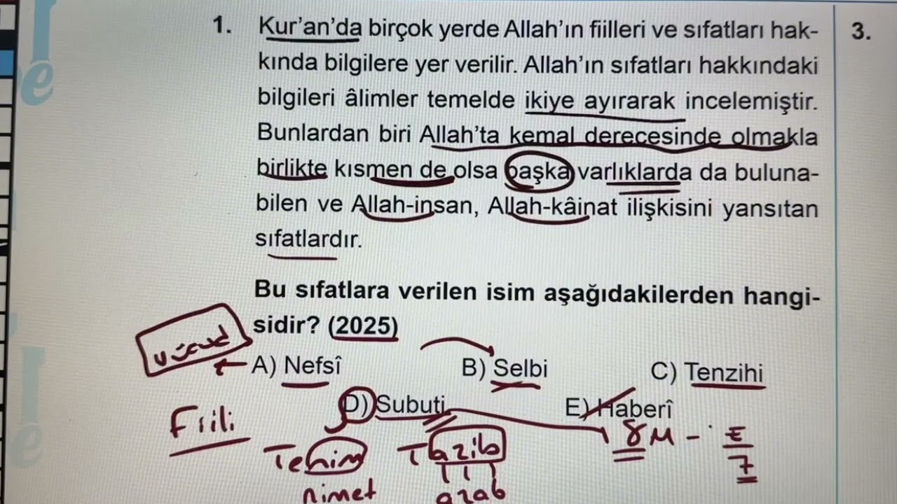 DKAB KELAM-1 ÇIKMIŞ SORU ÇÖZÜMÜ