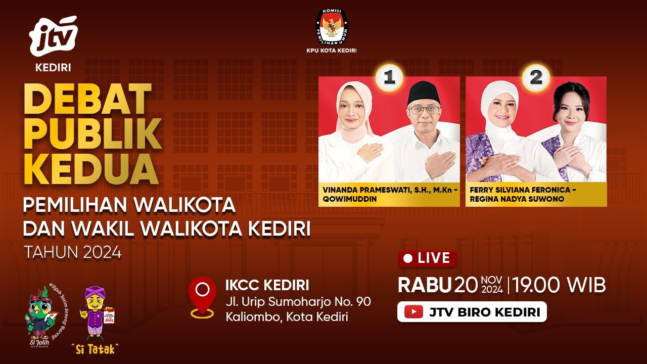LIVE : Debat Publik Kedua Pemilihan Walikota Dan Wakil Walikota Kediri Tahun 2024