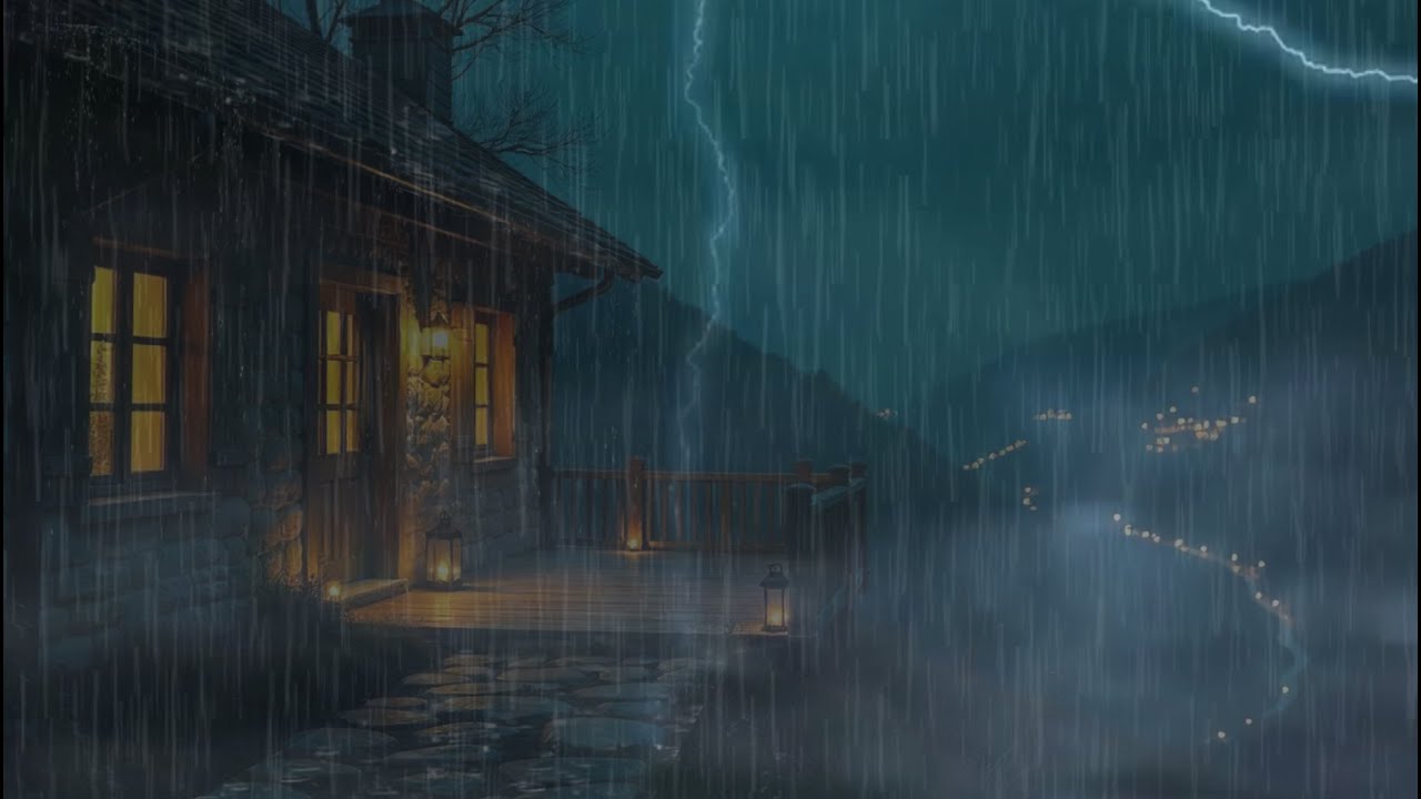 Heavy Rain Sounds for Sleeping & Relaxation | 3 Hours Night Ambience
