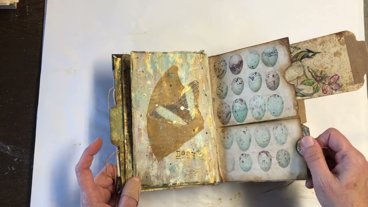 Grungy altered book flip through
