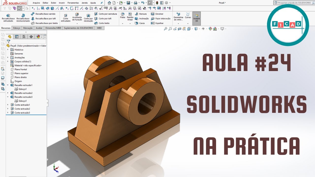 Solidworks aprendendo na Pr&aacute;tica # 24 - Video aula Passo a Passo