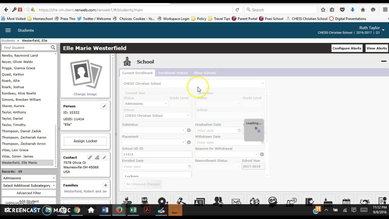 How to verify, change grade level, how to move from Admissions to enrolled, how to add student