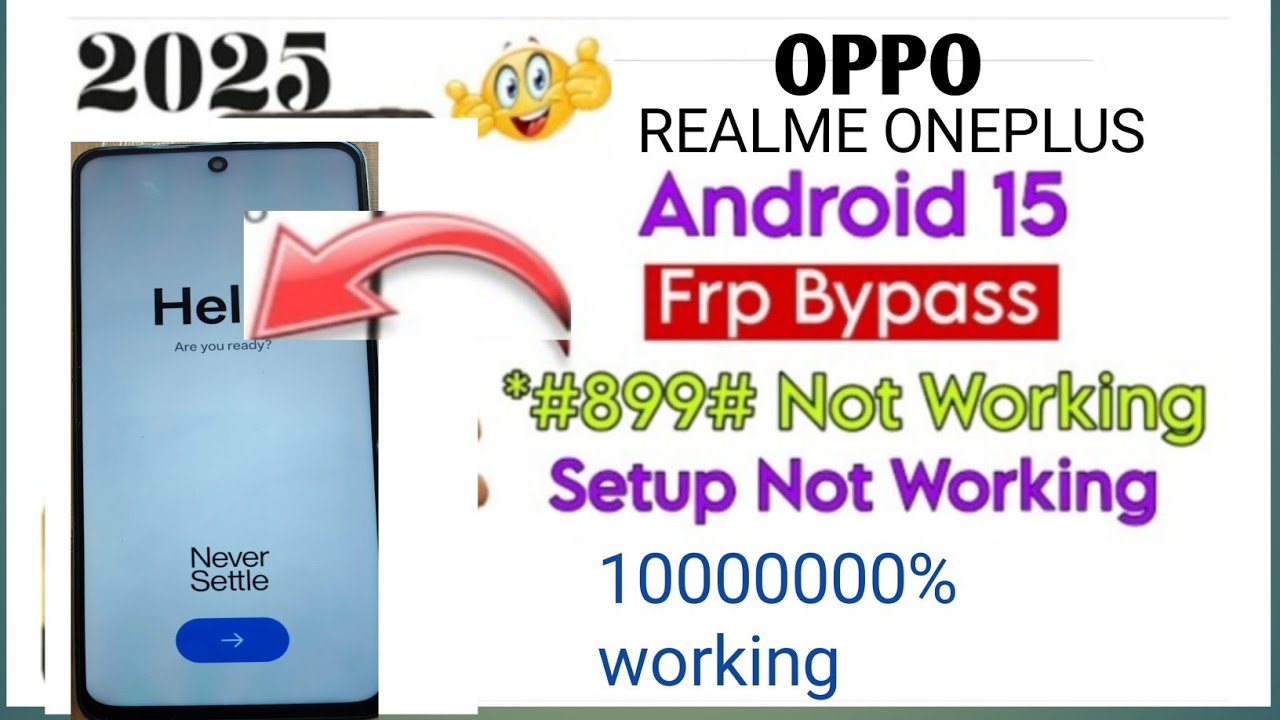 Oppo Realme Oneplus Android 15 Frp Bypass | *#899# Not working Setup Not Working 10000000% Working