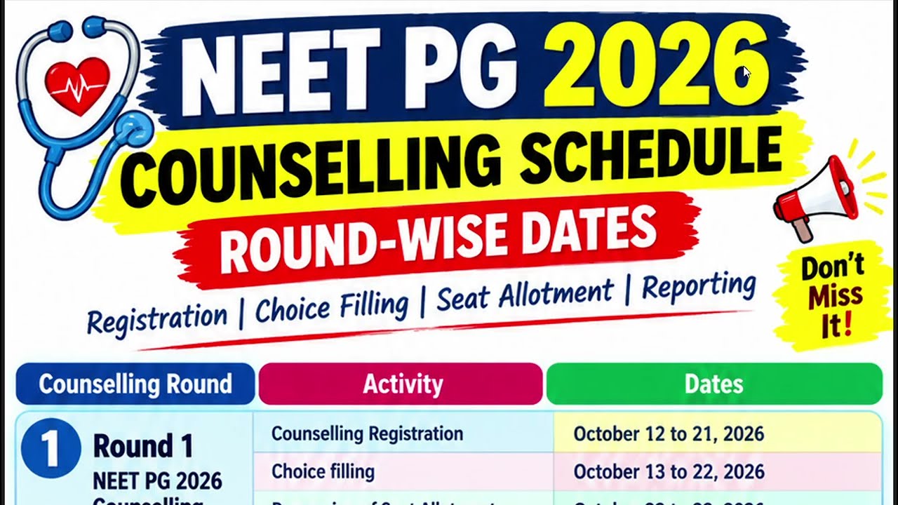 🚨 NEET PG Counselling Schedule 2026 OUT? 🔥 Round 1, 2, 3 & Stray Vacancy Dates | Complete Schedule