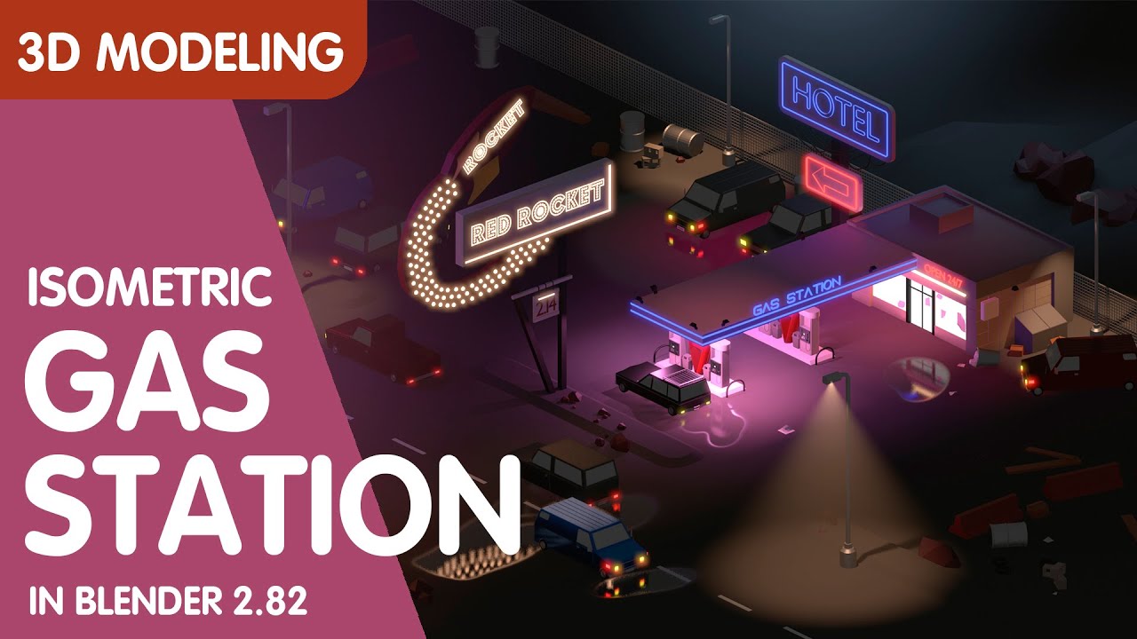 Gas Station in Blender 2.8 - 3D Modeling Tutorial