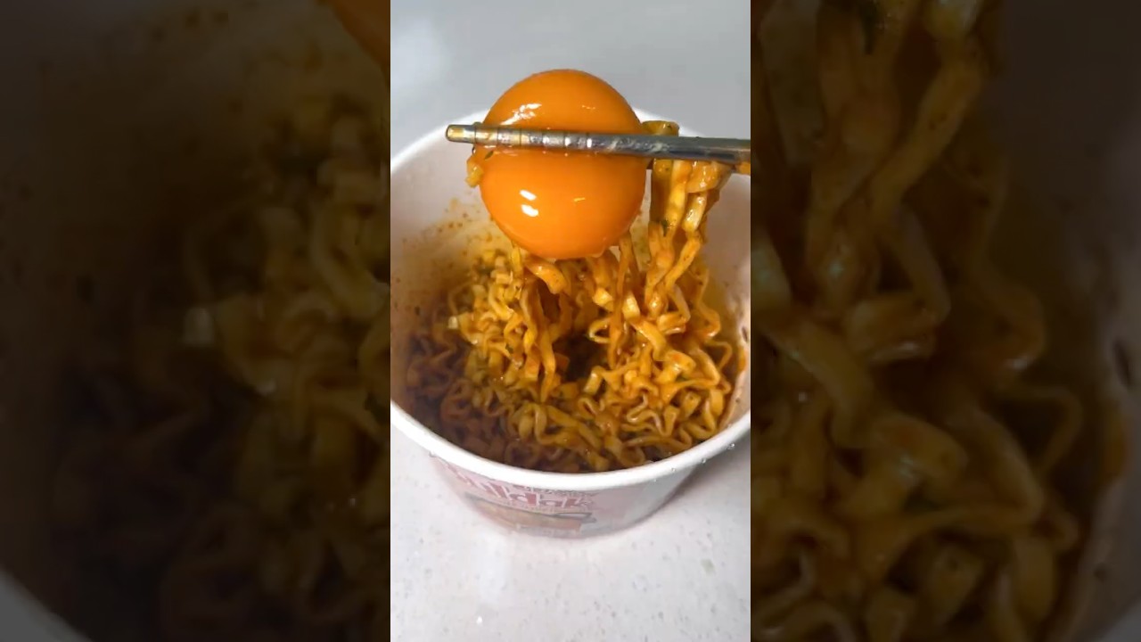 buldak carbonara with egg yolk