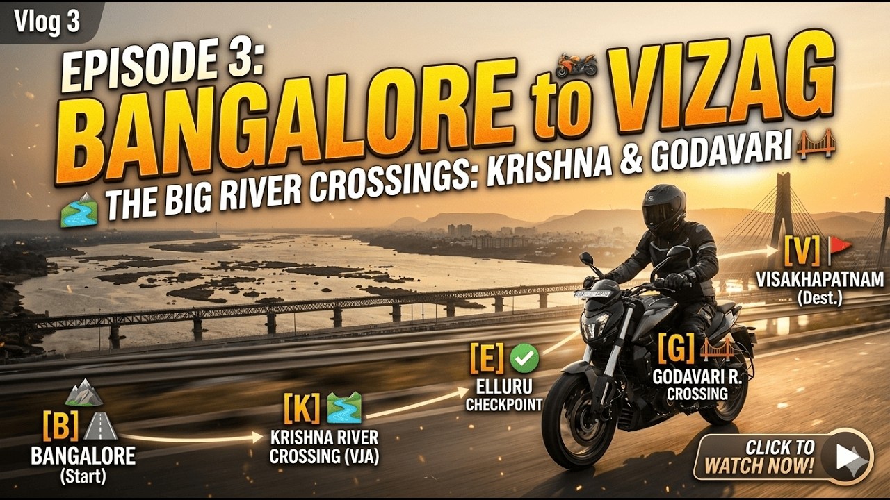 Crossing Krishna & Godavari River on Bajaj Dominar 400  | Bangalore to Vizag EP 3 | 1000 Kms ride