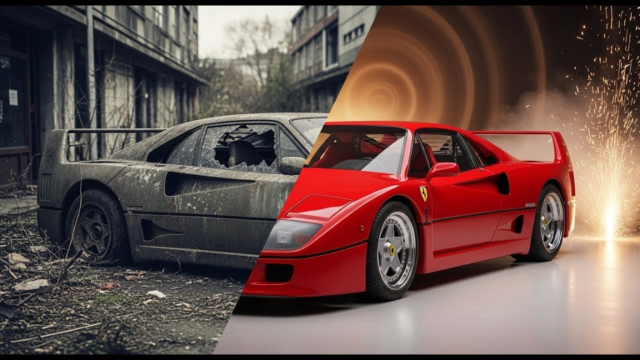 ASMR Car Restoration Full Rebuild of Red Ferrari F40 1990 from Abandoned Condition to Looking New