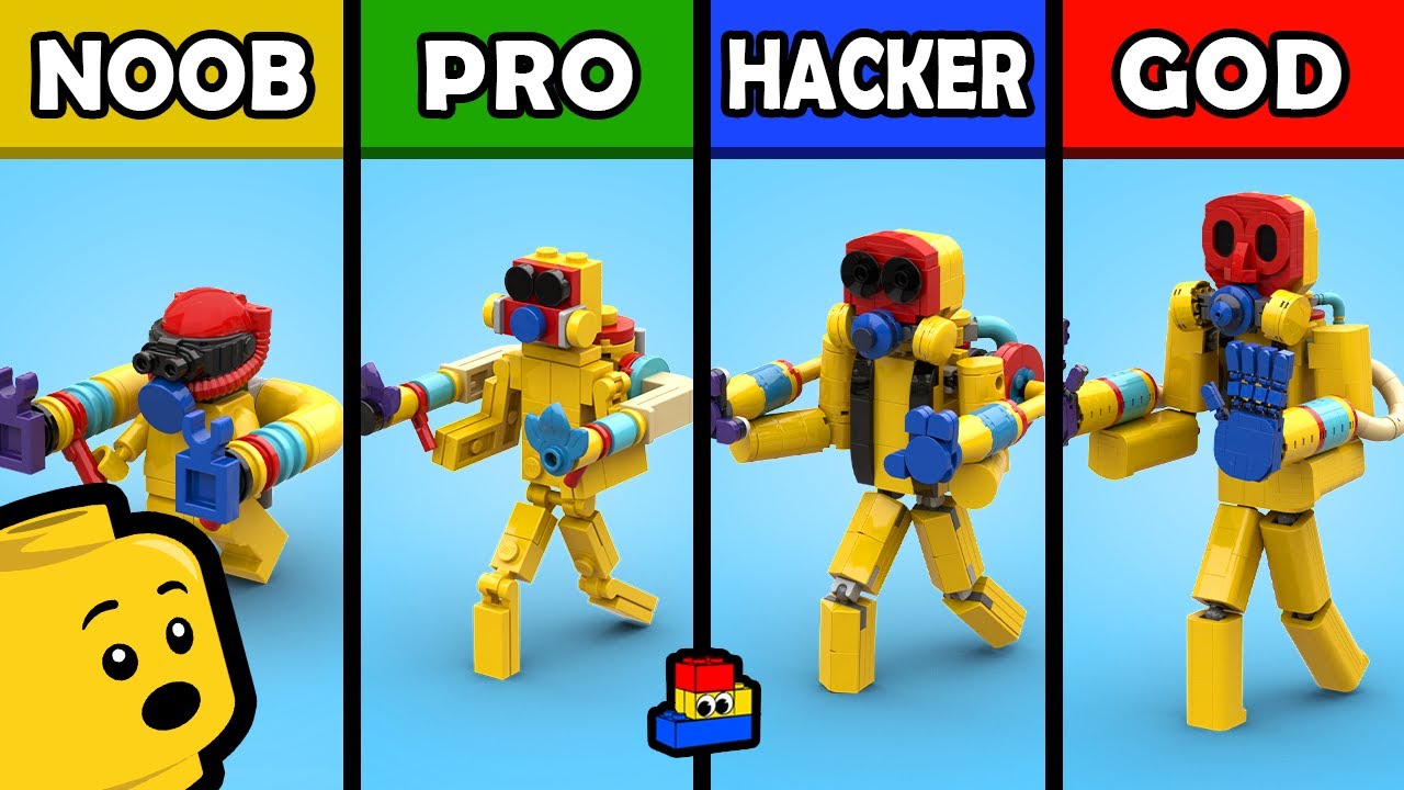 LEGO Poppy Playtime: Building Player with GrabPack (Noob, Pro, Hacker, and GOD)