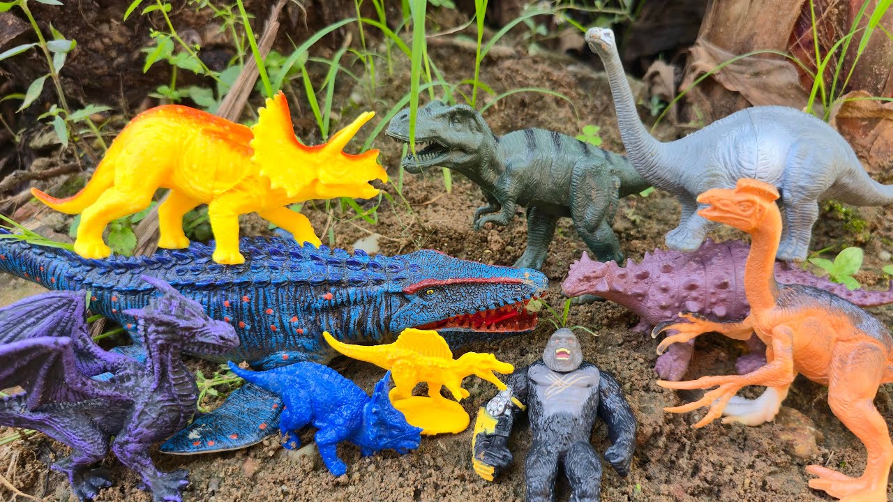 Menemukan Dinosaurus T-Rex Brachiosaurus Triceratops Ankylosaurus Spinosaurus Styracosaurus Dragon
