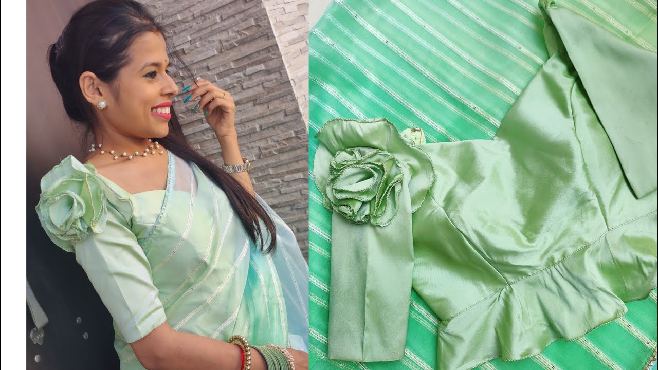 blouse में बनाये Rose sleeves| peplum blouse | sleeves design |crop top design |surdesigning