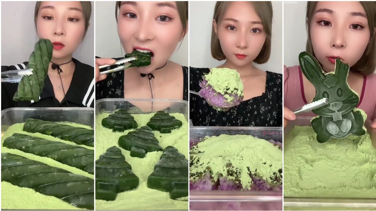 Ice Eating🧊❄️ SALISHA MATCHA POWDER AND MOIST MATCHA ASMR