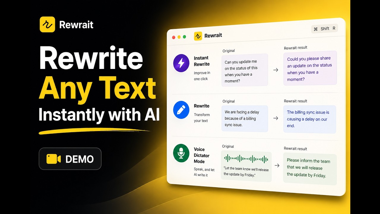 How to Rewrite Text Instantly with AI | Rewrait Demo