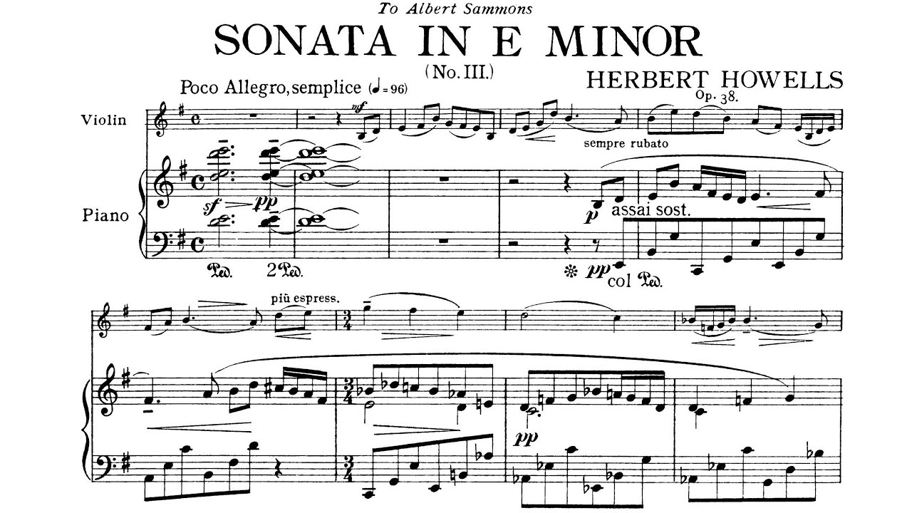 Herbert Howells - Violin Sonata No. 3 in E Minor, Op. 38