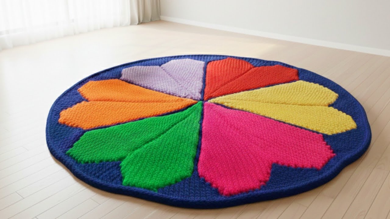 Round Heart Shape Doormat Design || Paaydan banane ka tarika @simplyKnitted  