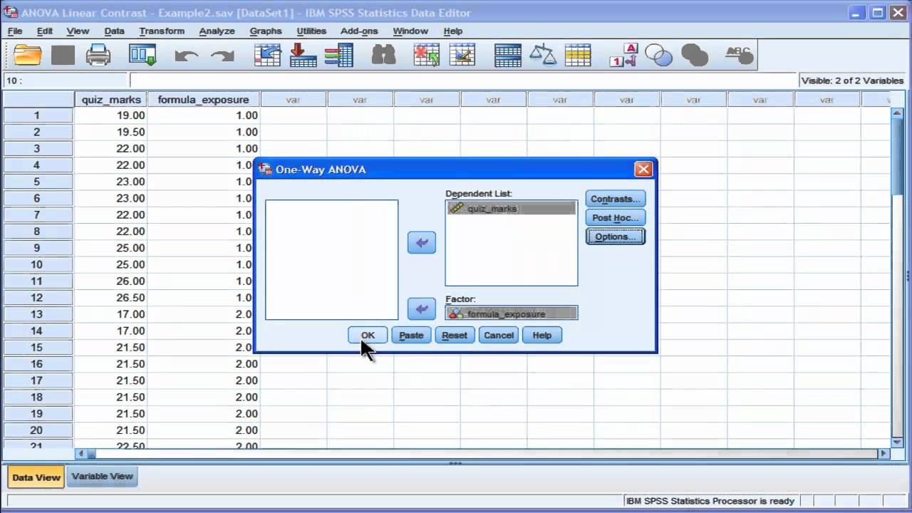 Linear Contrast Analysis - SPSS (part 1)