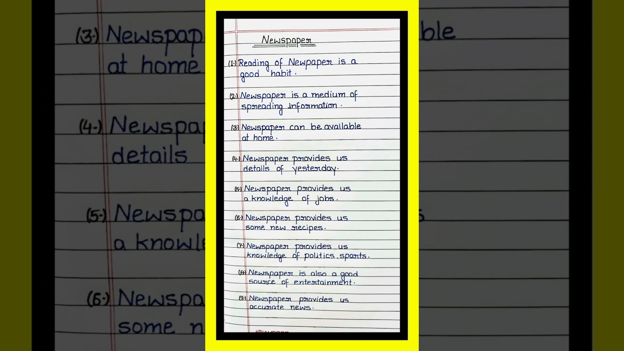 Newspaper/ 10 Lines on Newspaper/Essay on Newspaper/ 10 Lines Essay on Newspaper