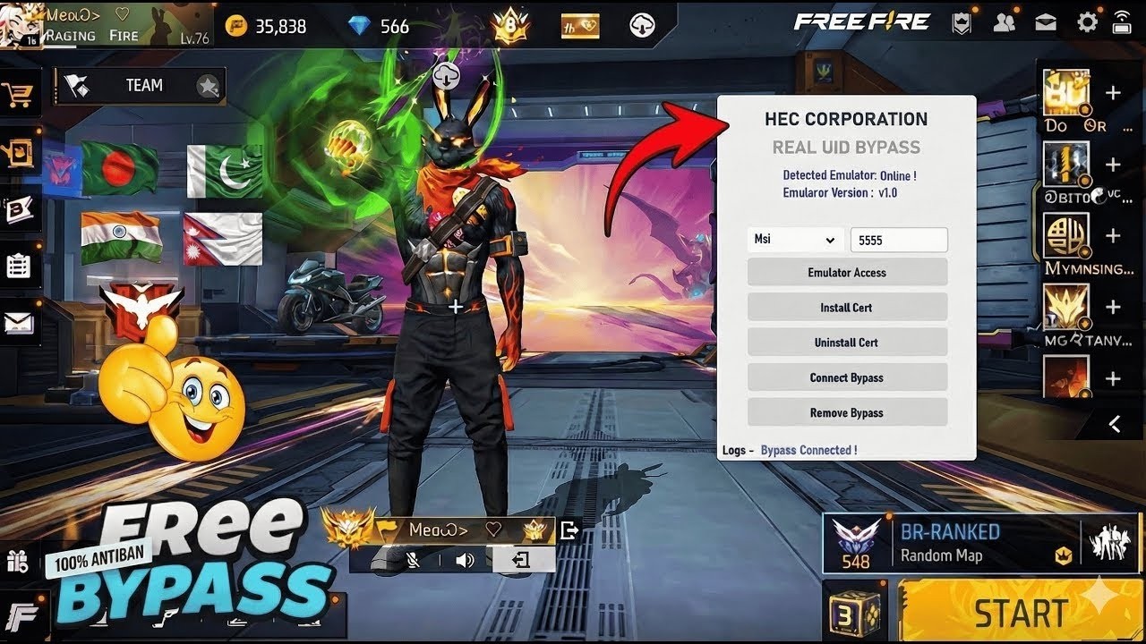 FREE UID EMULATOR BYPASS | UID BYPASS | FREE FIRE UID EMULATOR BYPASS | BYPASS UID ANTIBAN PC BYPASS
