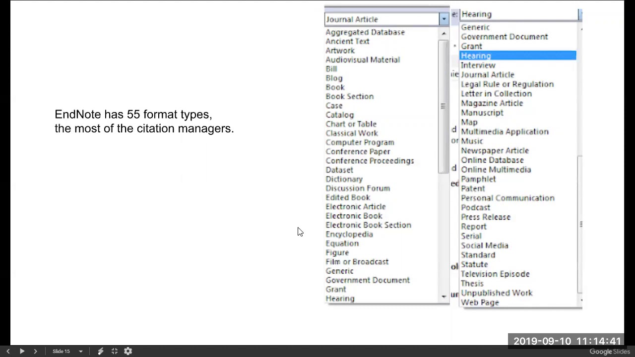 Choosing a Citation Manager Fall 2019