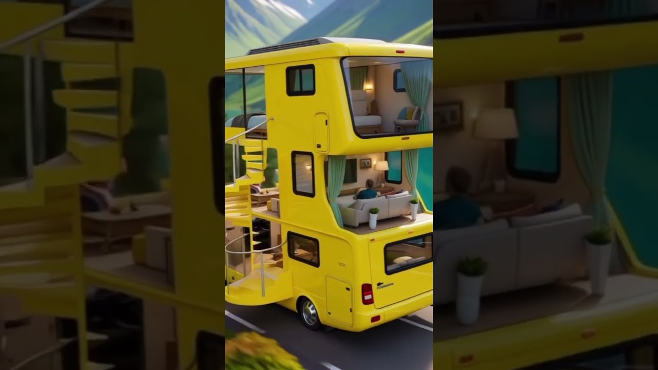 &ldquo;Yellow Triple Decker Motorhome &ndash; The Ultimate Luxury Road Mansion 🚐✨&rdquo;