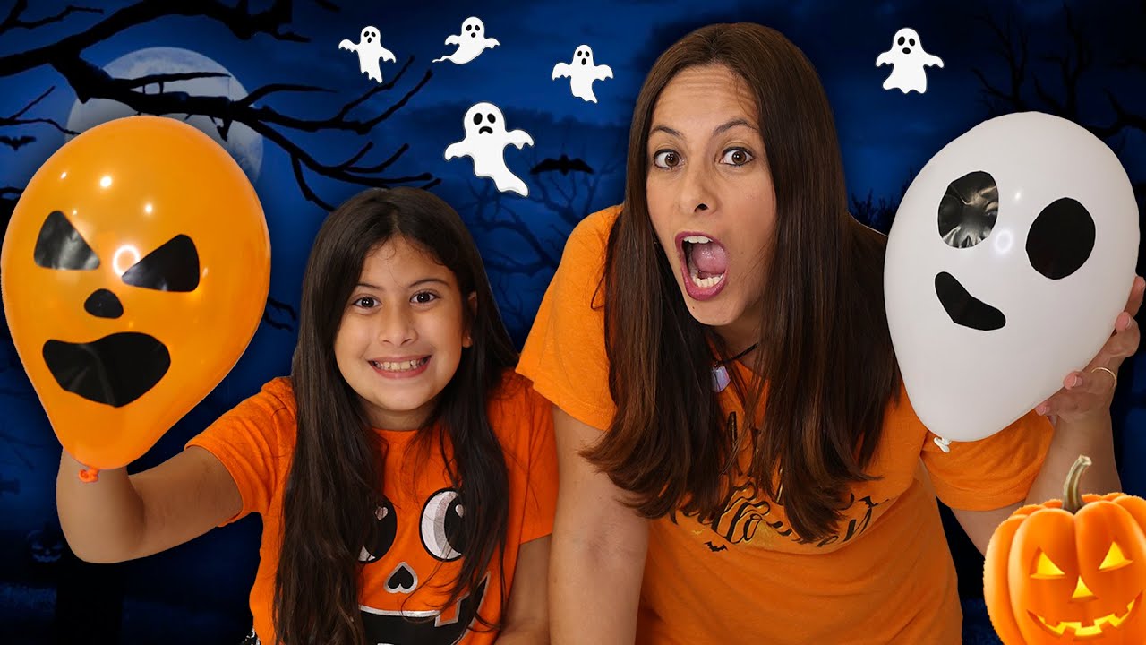 DOCES OU TRAVESSURAS - DESAFIO COM BALÕES DE HALLOWEEN - FAMÍLIA DE MARIA CLARA E JP