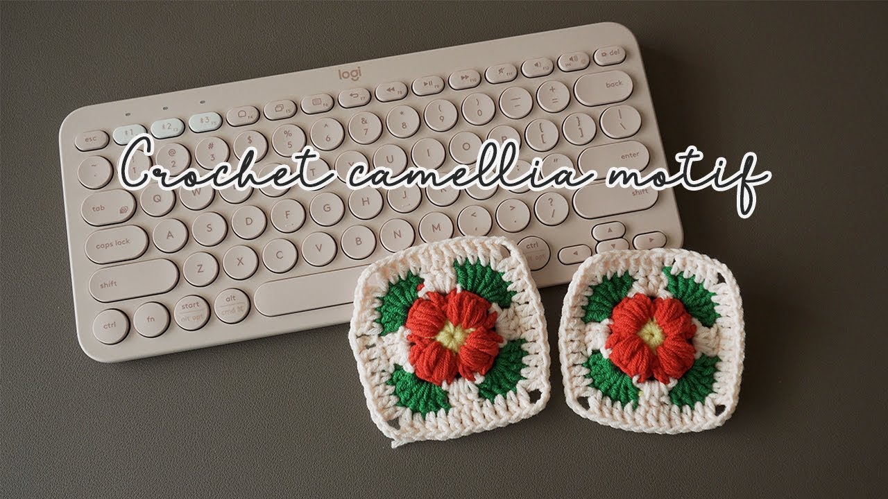 [코바늘 모티브] 까멜리아 미니 모티브, 코바늘 동백꽃모티브 PART1 / CROCHET CAMELLIA MOTIF かぎ針編みのつばきです。English pattern