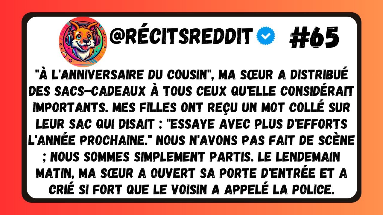 MA SŒUR A HUMILIÉ MA FILLE À L'ANNIVERSAIRE DE SON COUSIN. LE LENDEMAIN QUAND ELLE A OUVERT LA PORTE