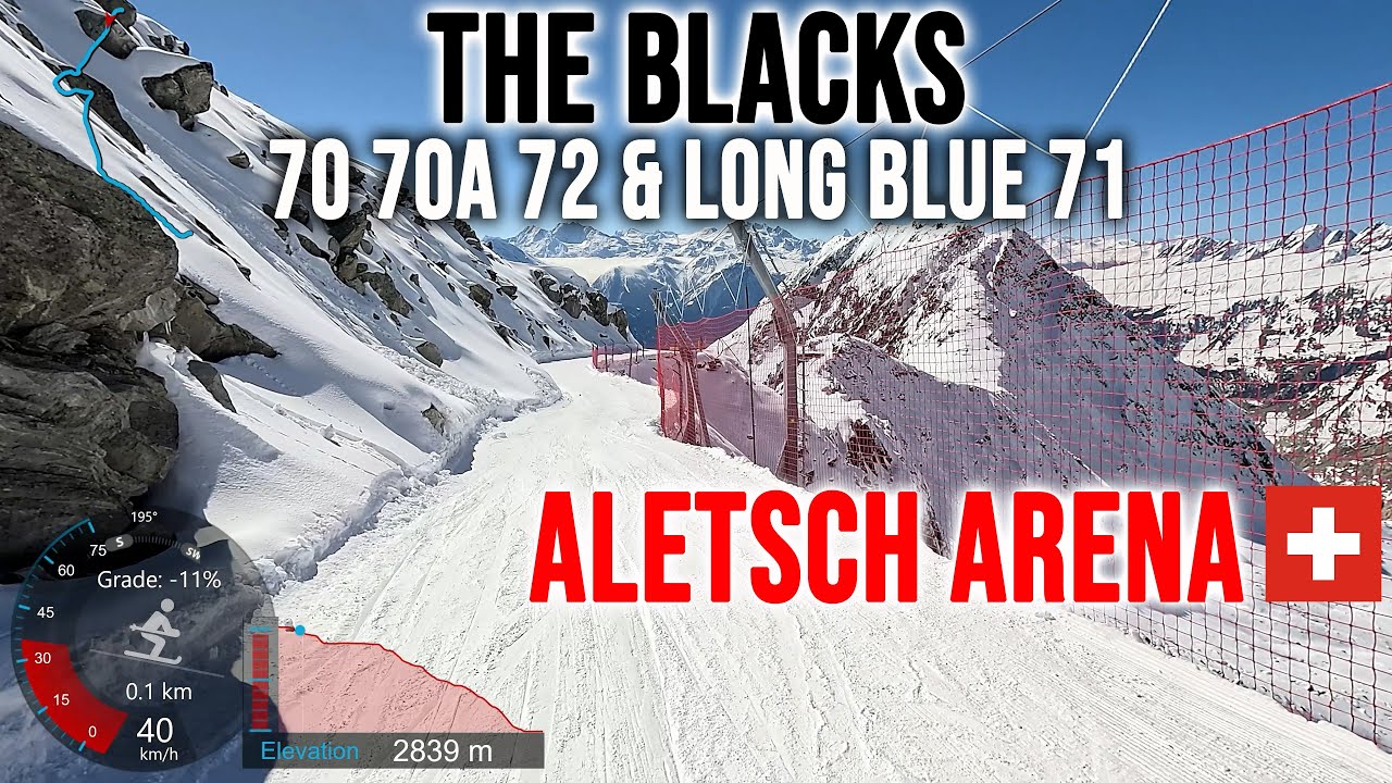 [4K] Skiing Aletsch Arena, The Blacks 70 70a 72 and Long Blue 71, Wallis Switzerland, GoPro HERO13