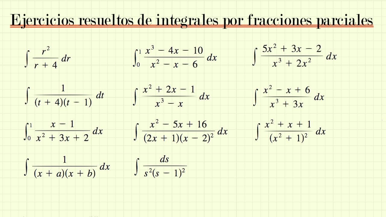 Ejemplos de integrales por fracciones parciales