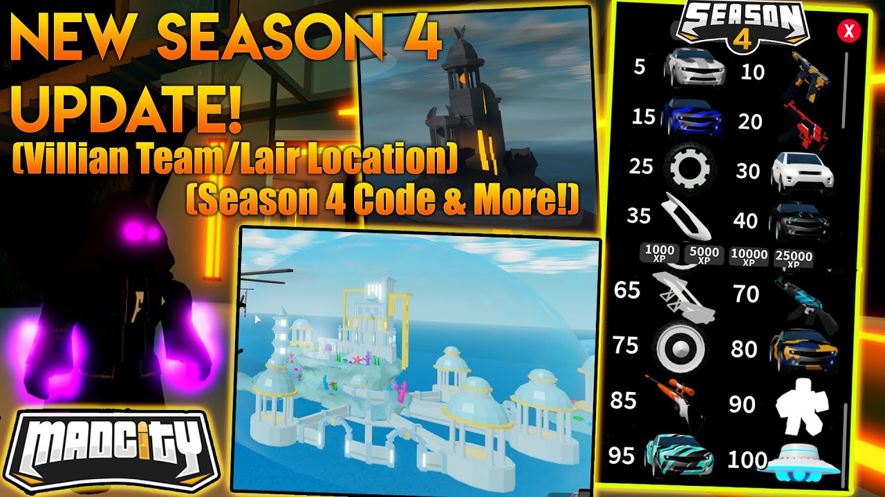 *NEW* MAD CITY UPDATE!! (SEASON 4 REWARDS/CODES, VILLAIN TEAM/LAIR, MAP CHANGES & More!) | ROBLOX