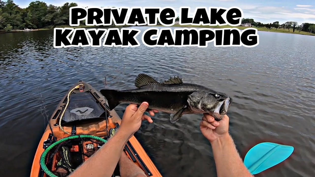 Kayak Bass Fishing - Overnight Camp On A Private Lake (Giant Bass Lost!!)
