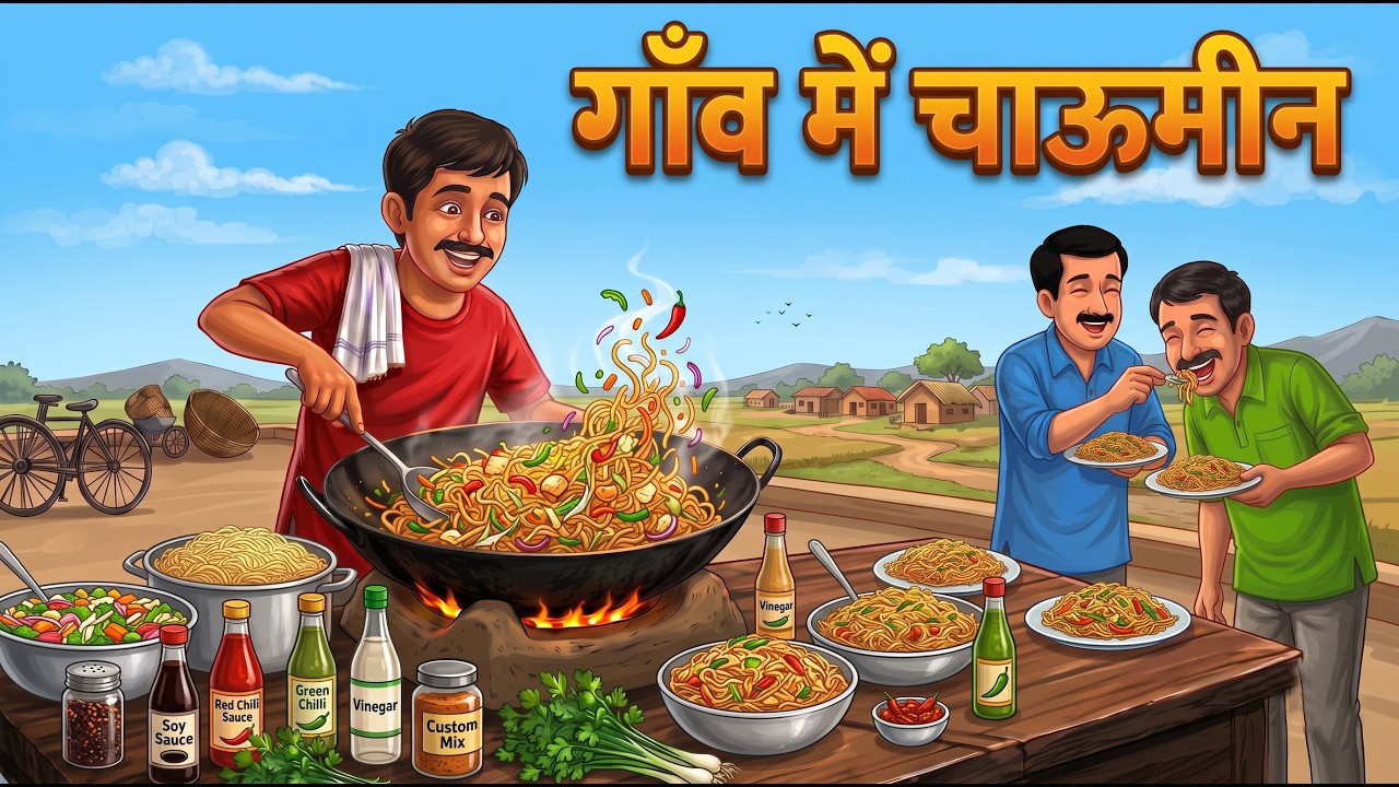 गांव में चाऊमीन | Gaon Me Chowmein Wala | HINDI KAHANIYA | CARTOON STORY | HINDI STORIES | KAHANI