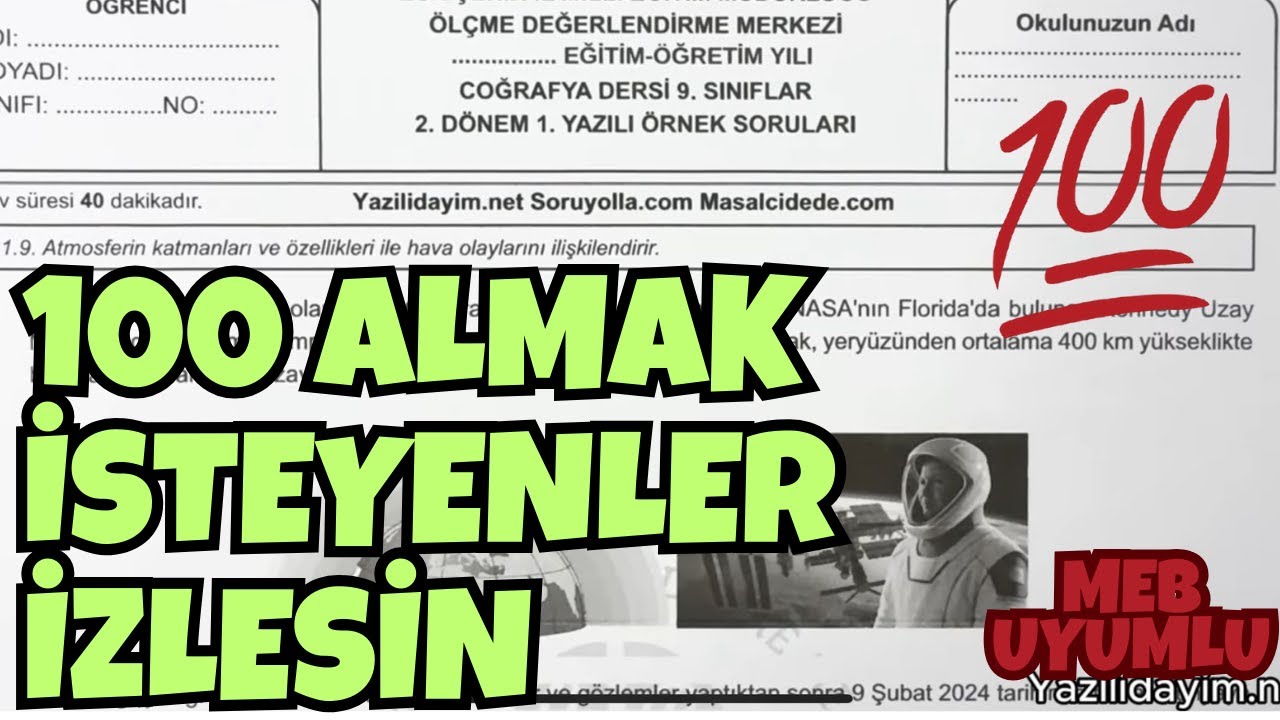 9.Sınıf Coğrafya 2.Dönem 1.Yazılı