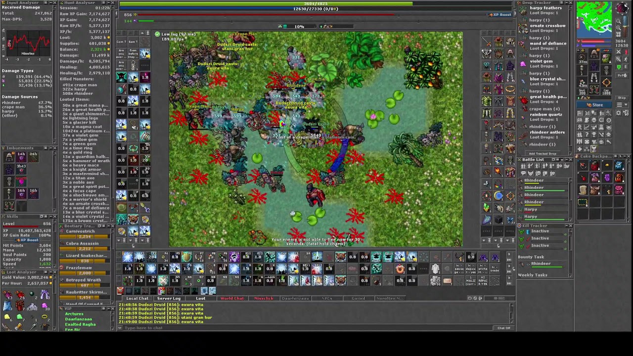 Bounty Task Rhindeer  498/498 Elder Druid 860 Kalibra #tibia#mmorpg