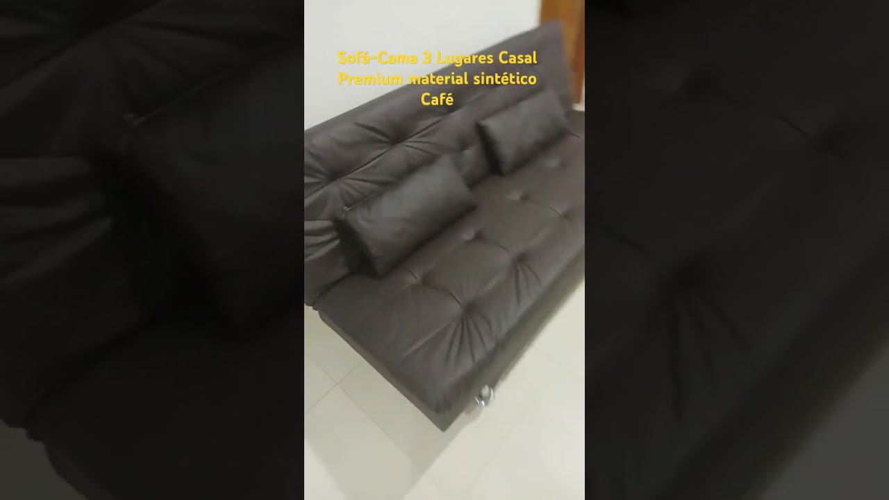 Sof&aacute;-Cama 3 Lugares Casal Premium material sint&eacute;tico Caf&eacute;