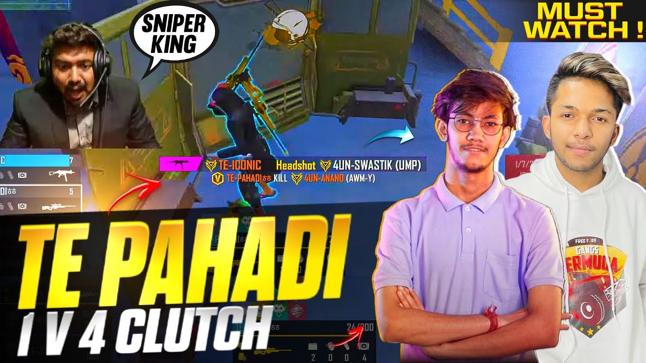 TE-PAHADI & LOKESHGAMER🇮🇳🔥 | 1v4 clutch | ROCKY & RDX - GARENA FREEFIRE
