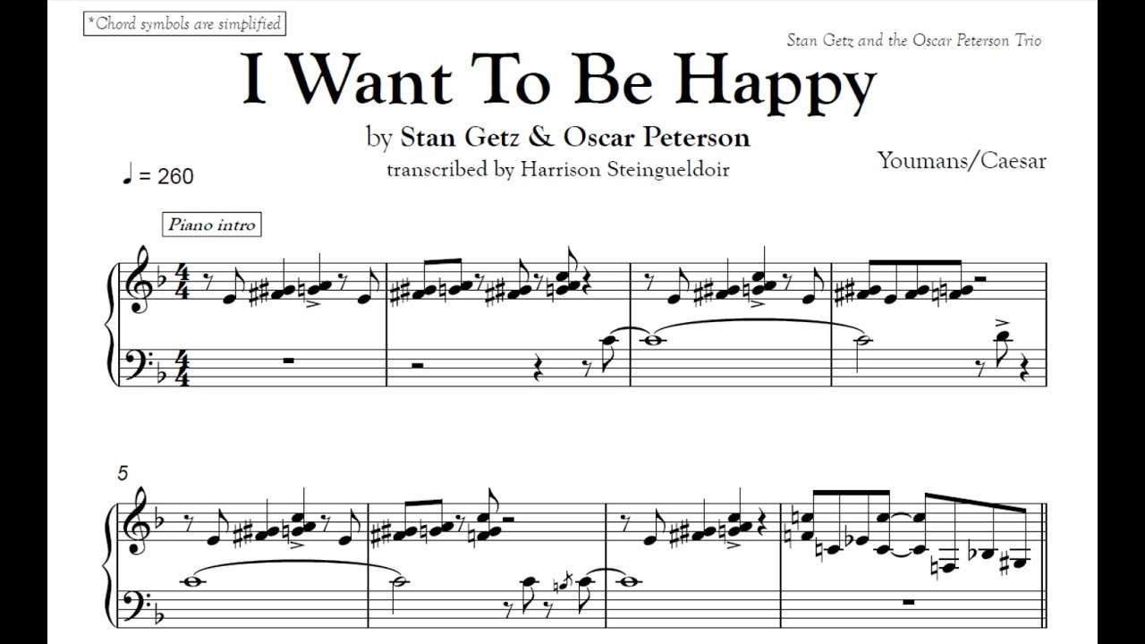 I Want To Be Happy - Stan Getz feat. Oscar Peterson transcription