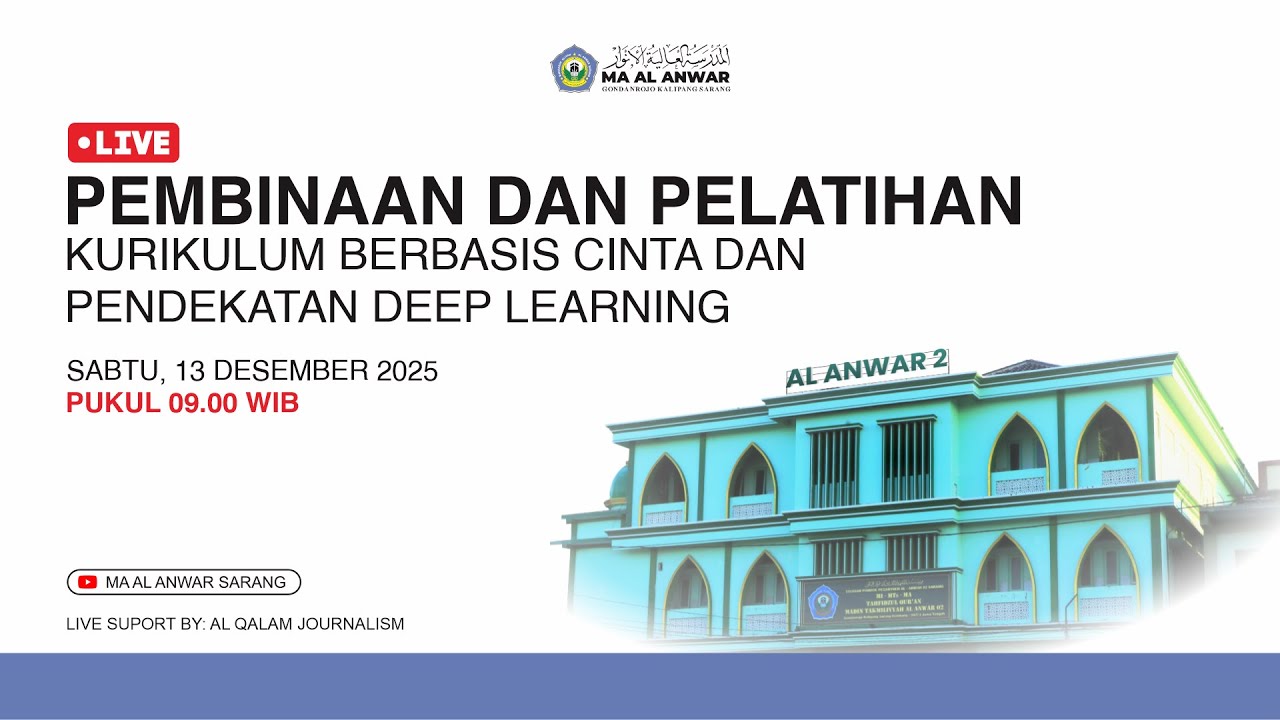 🔴 [ LIVE ] PELATIHAN LEARNING KURIKULUM BERBASIS CINTA DAN PENDEKATAN DEEP