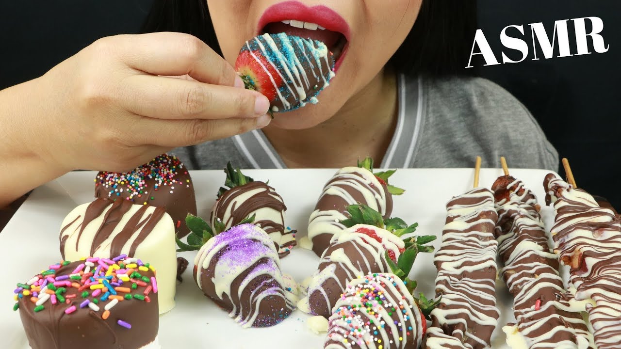 ALL COVERED IN CHOCOLATE! STRAWBERRIES, BACON & MARSHMALLOWS ~ ASMR (No Talking)