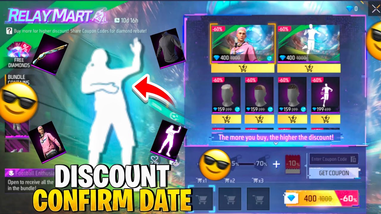 RELAY MART DISCOUNT EVENT FREE FIRE 🤯🔥| LOL EMOTE RETURN | FREE FIRE NEW EVENT | FF NEW EVENT