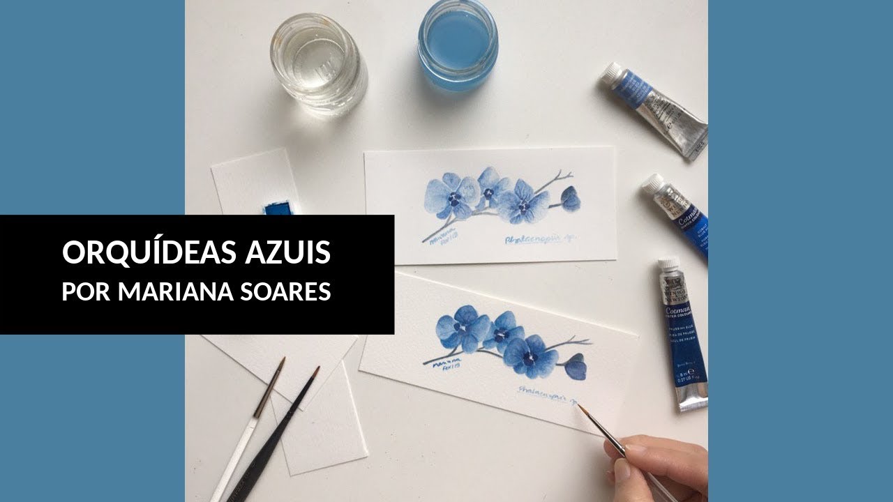 AQUARELA ORQUÍDEAS AZUIS | Por Mariana Soares